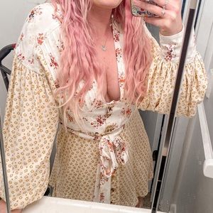 Free People Floral Pattern Dress with Tie Waist